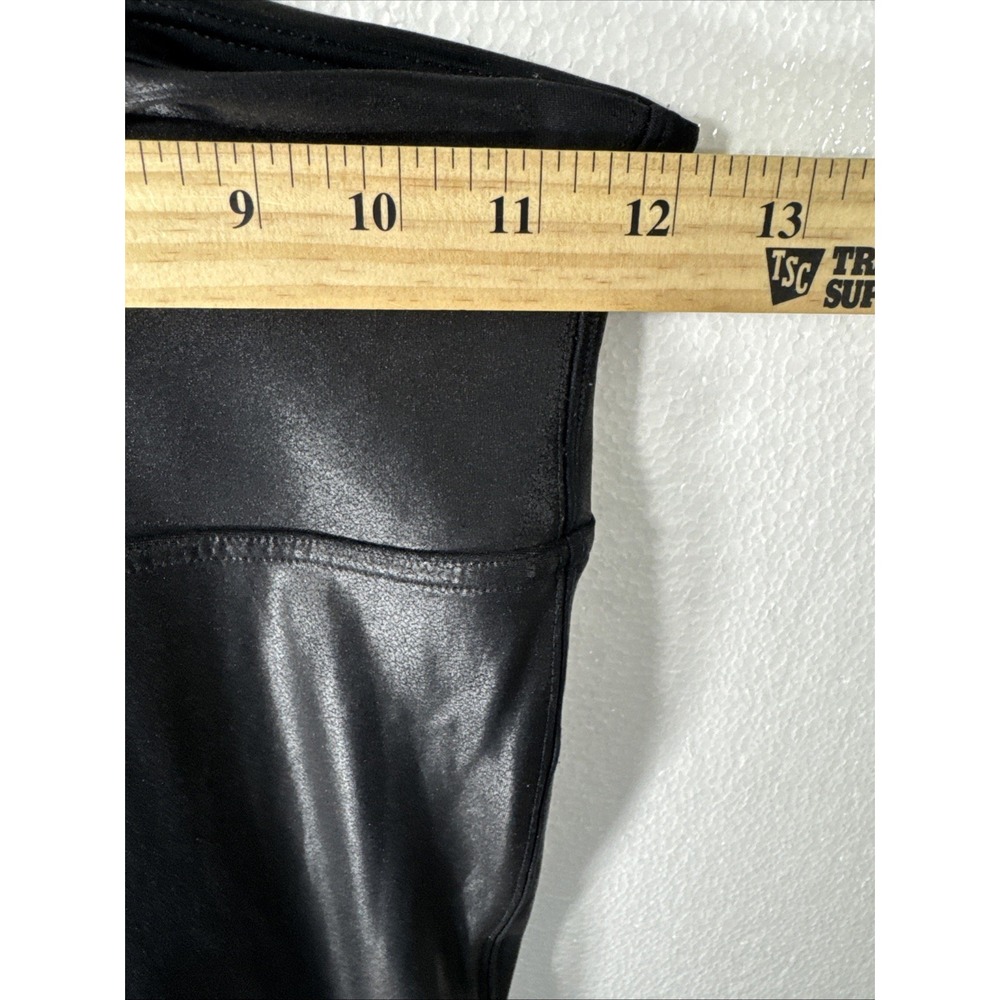 Spanx Leggings Women's Small/Petite (24x25.5) Faux Leather Shiny Black High Rise - Picture 5 of 9